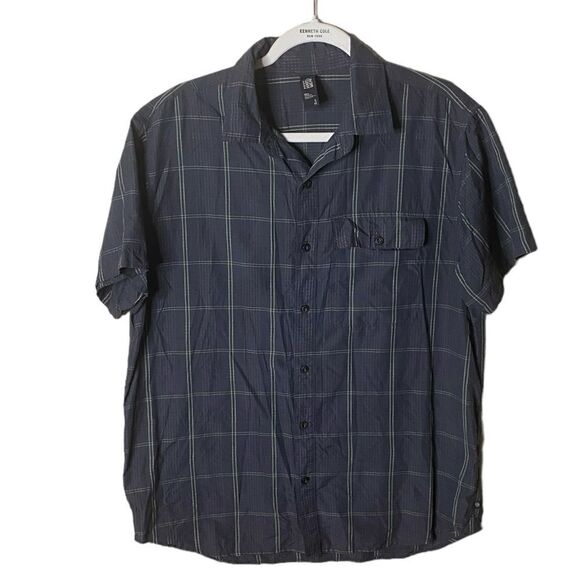 MOUNTAIN HARDWEAR Men’s Sz Lrg Plaid Short Sleeve Collared Button Down Shirt - Picture 1 of 4